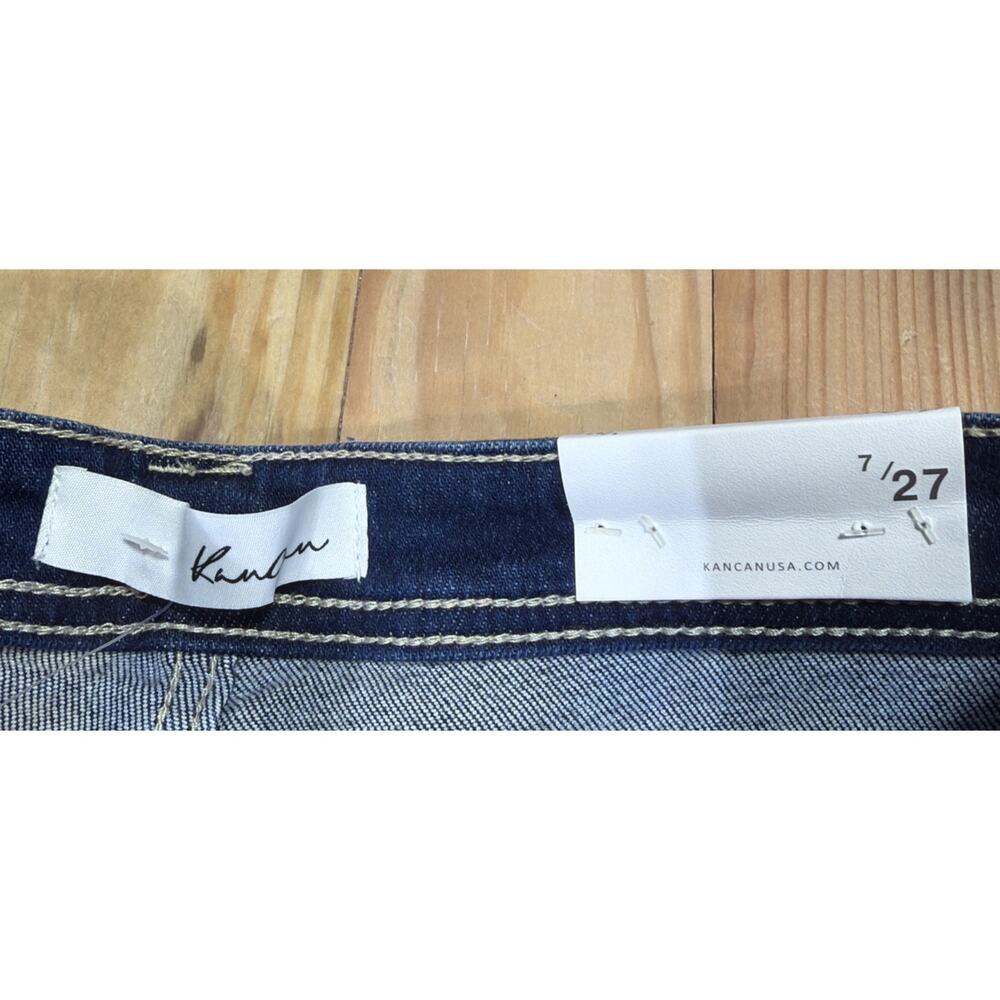 KANCAN High Rise Flare Bell Bottom Fringe Button Fly Distressed Jeans 7/27 NWT - Picture 4 of 10